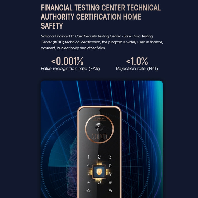 S61 Fully Automatic 3D Face Recognition Tuya Wifi Smart Fingerprint Lock Anti-theft Password Lock(Space Gray)