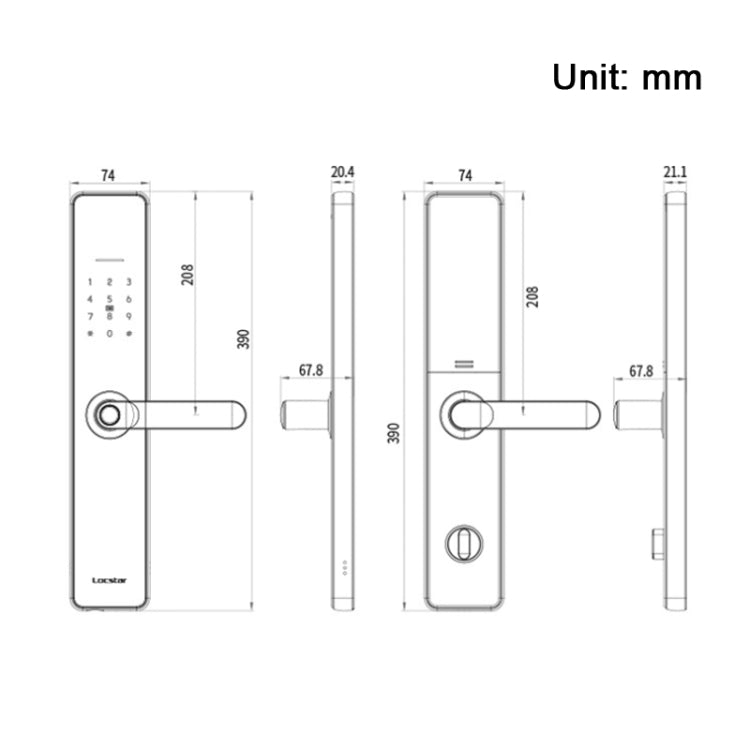 Wifi Fingerprint Lock Home Security Door Password Lock Supports APP Remote Unlocking(Space Gray)