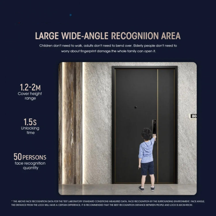 T100A  3D Face Recognition Fingerprint Code Card Digital Door Lock(Rose Gold)