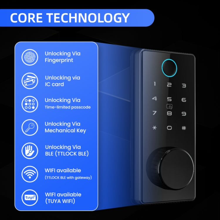 C87 Automatic Fingerprint Lock Entry Door Password Smart Lock(Black)