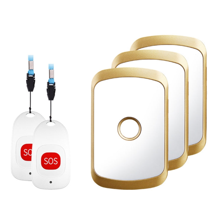 CACAZI C20 Two To Three Wireless Pager For The Elderly Home Care Waterproof Emergency Pager, EU Plug(Gold)