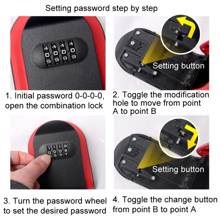 Full Plastic Key Box Password Lock Door Key Storage Password Box(Black)