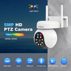 SriHome SH052 Wifi 5MP Wireless PTZ IP AI Auto Tracking Sound&Light Alarm Starlight Color Night Vision Outdoors Surveillance Camera, Plug: UK