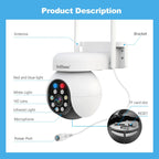 SriHome SH052 Wifi 5MP Wireless PTZ IP AI Auto Tracking Sound&Light Alarm Starlight Color Night Vision Outdoors Surveillance Camera, Plug: EU