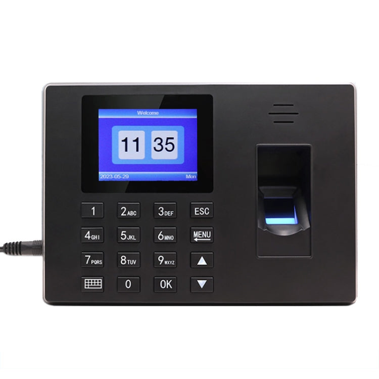 Fingerprint Recognition Voice Broadcast Smart Report Generation Attendance Machine, Model: Black EU Plug