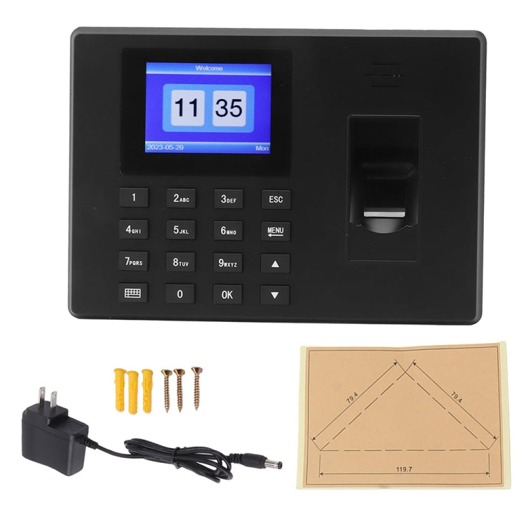 Fingerprint Recognition Voice Broadcast Smart Report Generation Attendance Machine, Model: Gold UK Plug