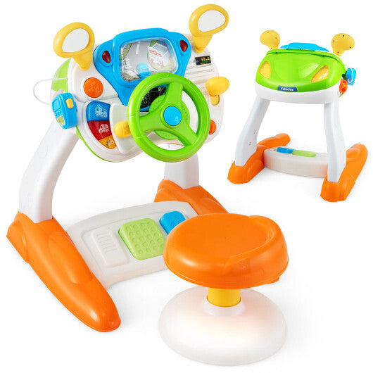 Kids Steering Wheel Pretend Play Toy Set with Lights and Sounds - Color: Multicolor