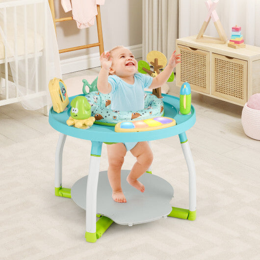 5-in-1 Baby Activity Center Interactive Bounce Seat with Removable Toys-Blue - Color: Blue