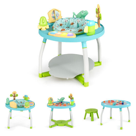 5-in-1 Baby Activity Center Interactive Bounce Seat with Removable Toys-Blue - Color: Blue