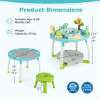 5-in-1 Baby Activity Center Interactive Bounce Seat with Removable Toys-Blue - Color: Blue