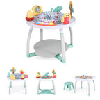 5-in-1 Baby Activity Center Interactive Bounce Seat with Removable Toys-White - Color: White