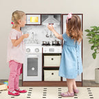 Kids Modern Toy Kitchen Playset with Attractive Lights and Sounds-Coffee