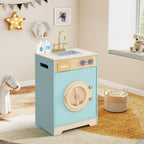 Kids Washer Playset Toy Washing Machine with Laundry Detergent-Blue