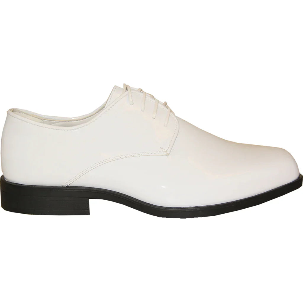 VANGELO Men Dress Shoe TUX-1 Oxford Formal Tuxedo for Prom & Wedding White Patent