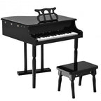 Musical Instrument Toy 30-Key Children Mini Grand Piano with Bench-Black - Color: Black