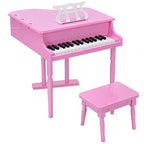 Musical Instrument Toy 30-Key Children Mini Grand Piano with Bench-Pink - Color: Pink
