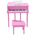Musical Instrument Toy 30-Key Children Mini Grand Piano with Bench-Pink - Color: Pink