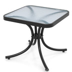 Tempered Glass Top Patio Table with Heavy-duty Metal Frame for Garden Poolside-Black