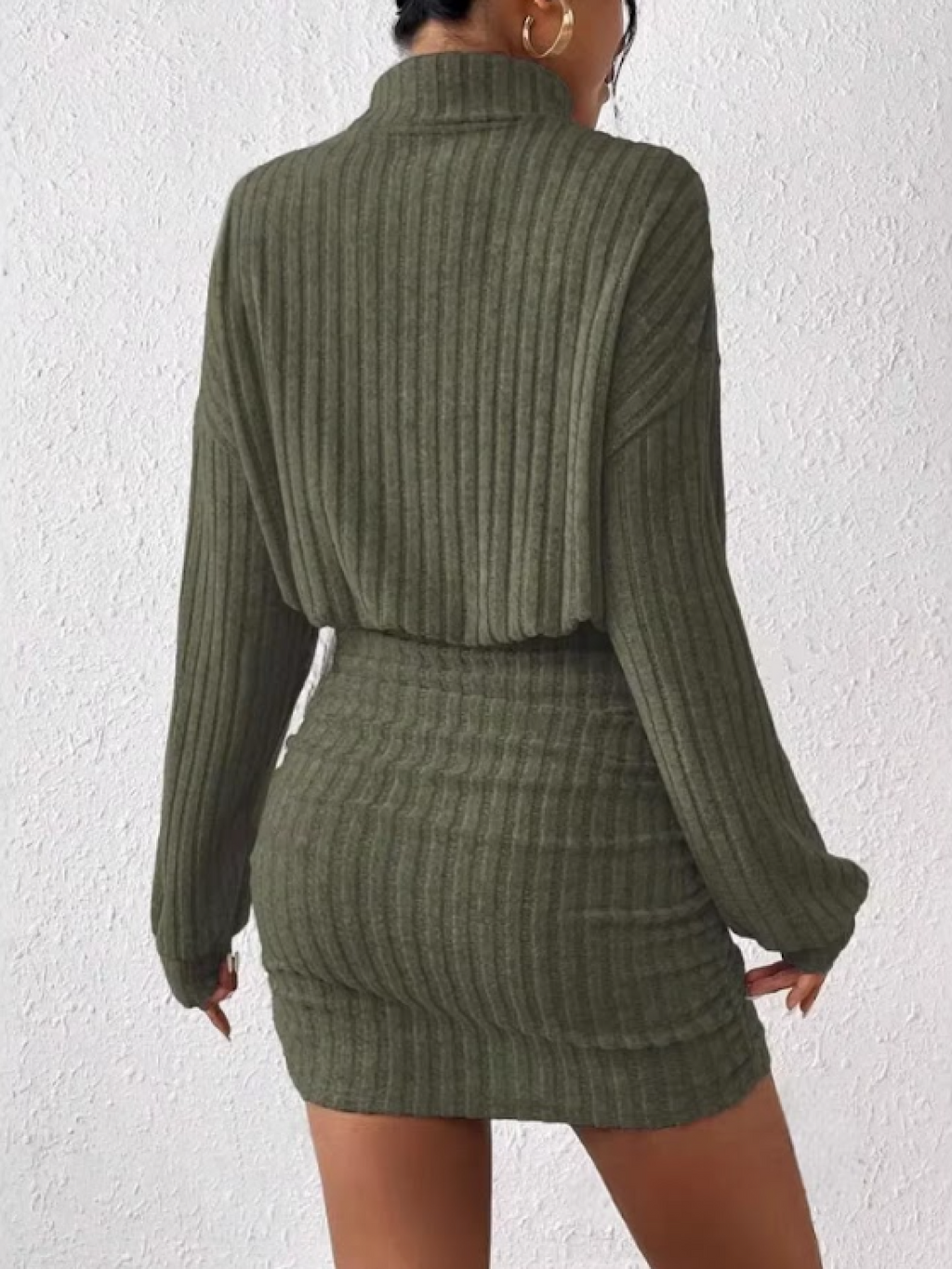 Turtleneck Long Sleeved Ribbed Dress