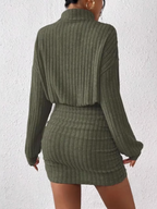 Turtleneck Long Sleeved Ribbed Dress