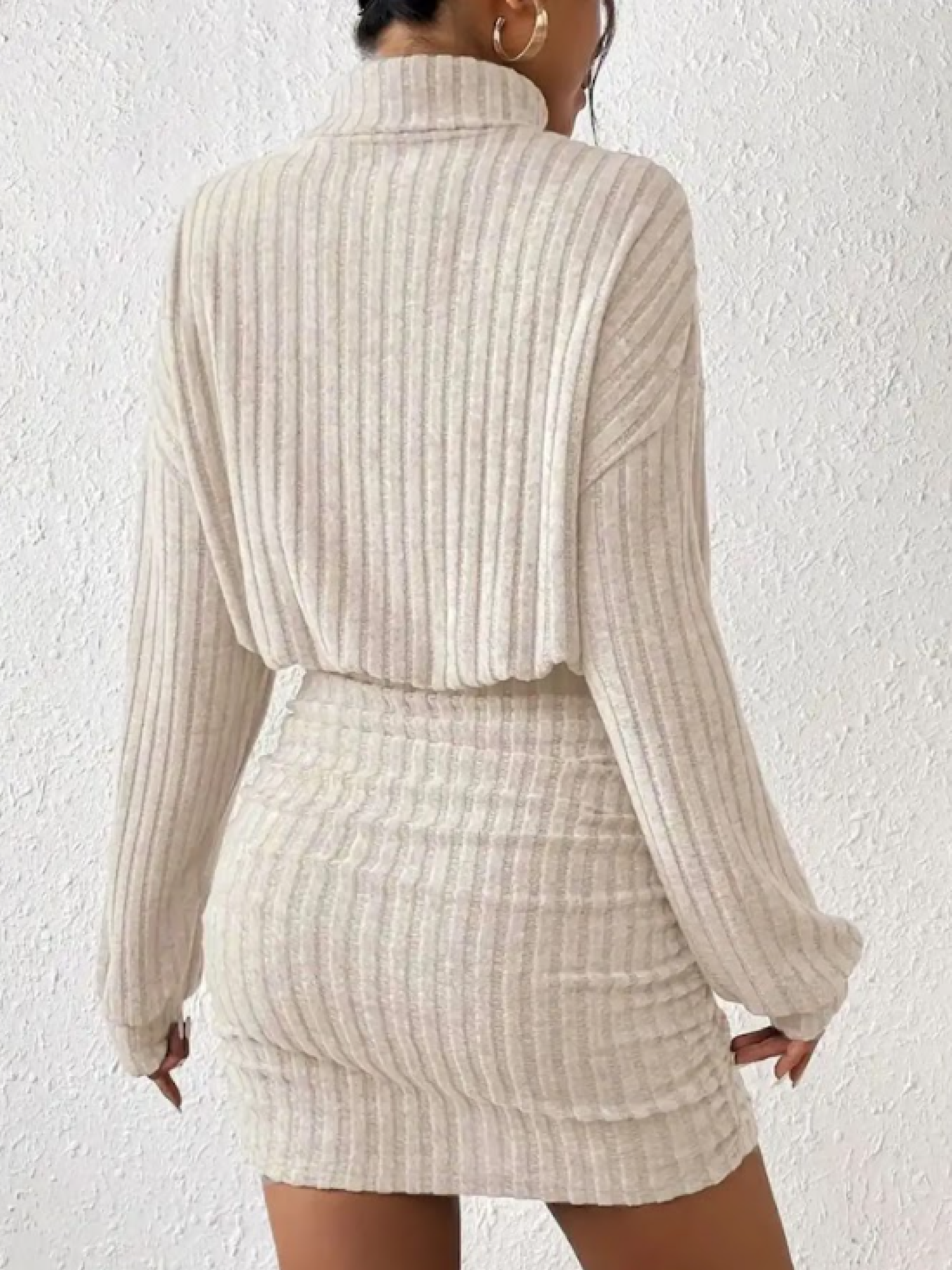 Turtleneck Long Sleeved Ribbed Dress