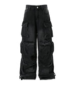 NOIR DISTRESSED CARGO DENIM