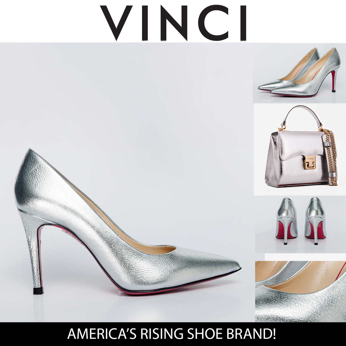 The Ege Silver Leather Pump Fuchsia Sole Women Shoe