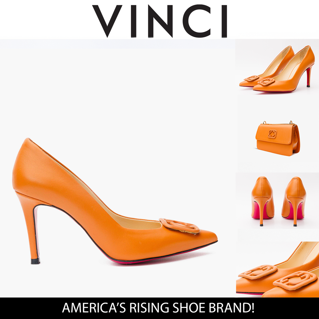 The Maneadero Orange Leather Pump Fuchsia Sole Women Shoe