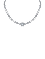 Pave and Emerald CZ Link Necklace