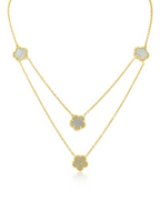 Pave and Resin Clover Necklace