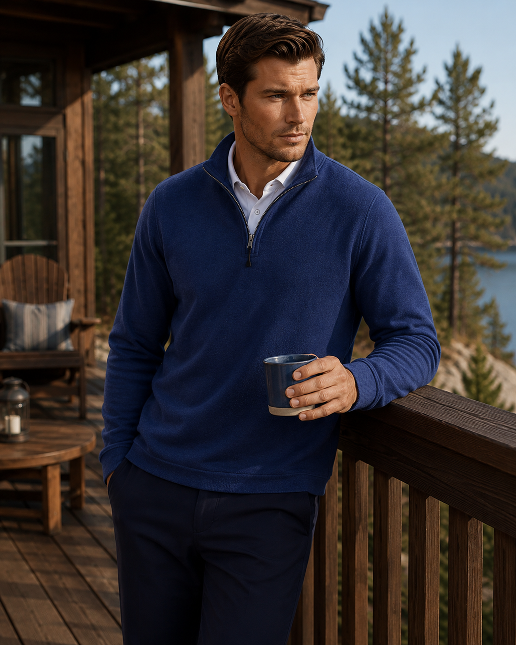Voey Quarter Zip Sweatshirt - Tokyo Blue