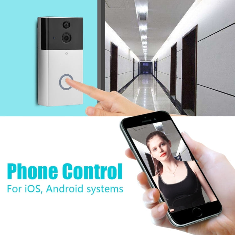 VESAFE HD 720P Security Camera Smart WiFi Video Doorbell Intercom, Support TF Card & Infrared Night Vision & Motion Detection App for IOS and Android(With Ding Dong/Chime)(Silver)