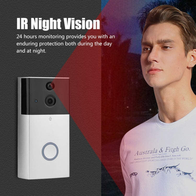 VESAFE HD 720P Security Camera Smart WiFi Video Doorbell Intercom, Support TF Card & Infrared Night Vision & Motion Detection App for IOS and Android(With Ding Dong/Chime)(Silver)