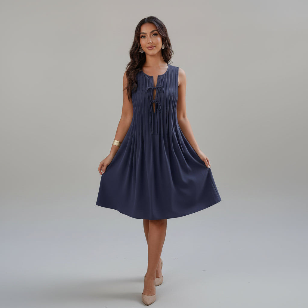Knot Cut-Out Pleated Dress