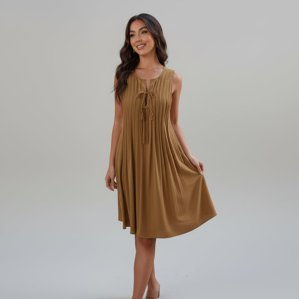Knot Cut-Out Pleated Dress