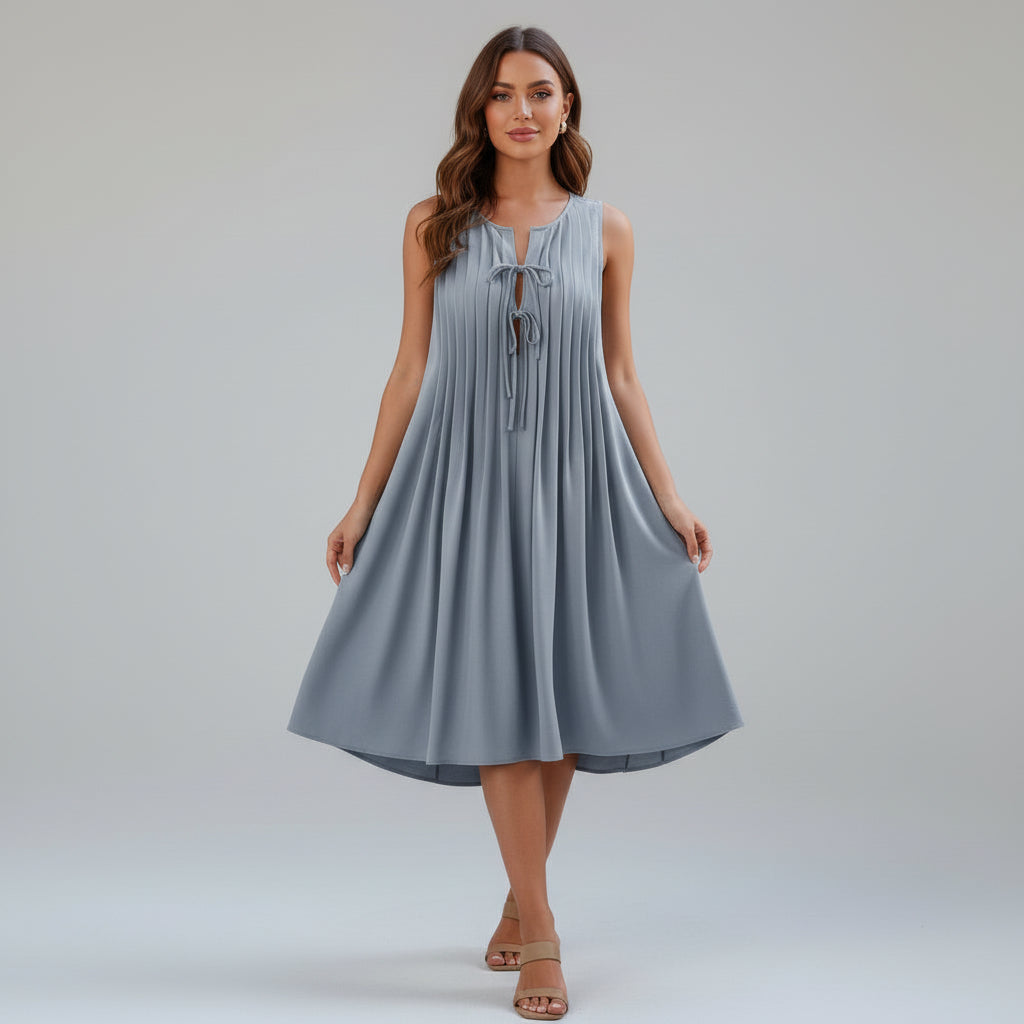 Knot Cut-Out Pleated Dress