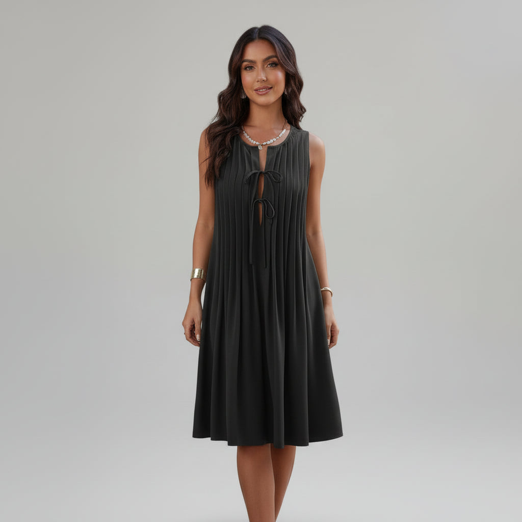 Knot Cut-Out Pleated Dress