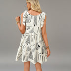 Abstract Pocket A-Line Dress