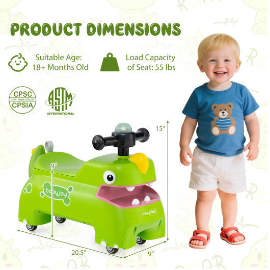 Toddler Ride on Toy Walking Sliding Car with Lights and Music Green