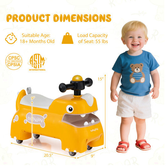 Toddler Ride on Toy Walking Sliding Car with Lights and Music-Yellow