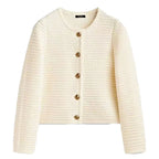 Women's Knitted Cardigan - Retro Long Sleeve Button Casual Top