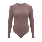 Women Long Sleeve O neck Tight Skinny Skims Style replacement Ribbed Bodysuit