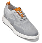 CALTO - X2637 - 2.8 Inches Taller (Pewter Grey/Brown) - Lace Up Casual Walker - Lightweight