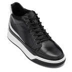 CALTO - Y7150 - 2.6 Inches Taller (Black) - Leather Ankle Top Sneak-Boot
