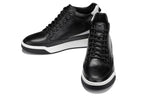 CALTO - Y7150 - 2.6 Inches Taller (Black) - Leather Ankle Top Sneak-Boot