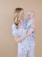 Bamboo Zip Romper | Blue Flowers