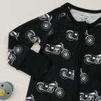 Bamboo Zip Romper | Born to Ride Black