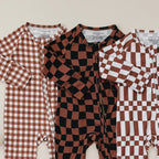 Bamboo Zip Romper | Chocolate Gingham