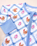 Bamboo Zip Romper | Chickens & Flowers