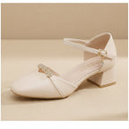 Women's Mid-Heel Slingback Pumps – Square Toe Buckle Strap